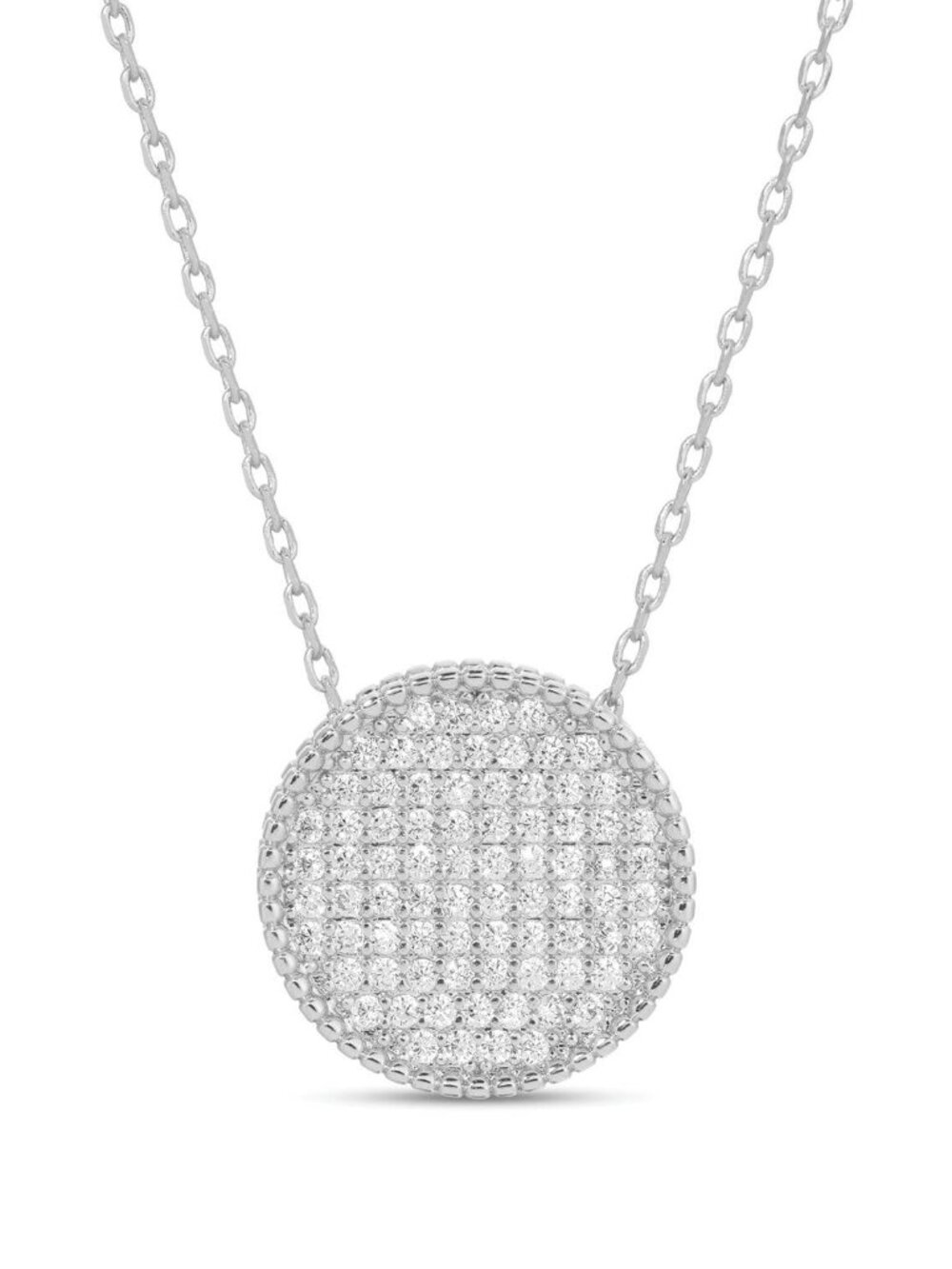 Silver Pave Round Necklace
